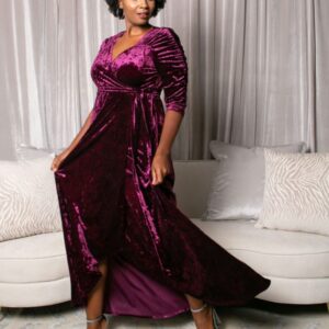 Kiyonna Womens Plus Size Cara Velvet Wrap Dress