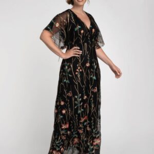 Kiyonna Womens Plus Size Embroidered Elegance Evening Gown