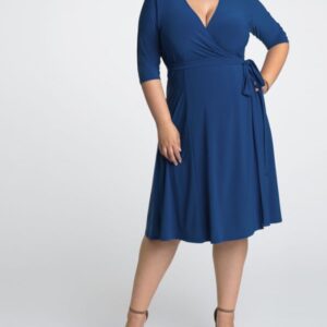 Kiyonna Womens Plus Size Essential Wrap Dress - Sale!