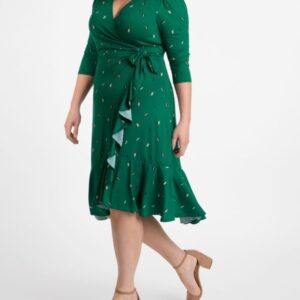 Kiyonna Womens Plus Size Flirty Flounce Wrap Dress - Sale!