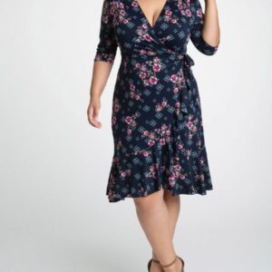Kiyonna Womens Plus Size Flirty Flounce Wrap Dress - Sale!