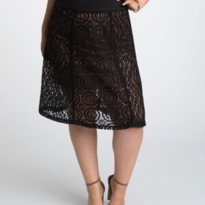 Kiyonna Womens Plus Size Muse Lace Midi Skirt-Sale!