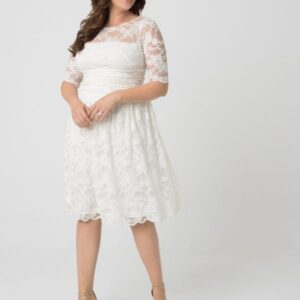 Kiyonna Womens Plus Size Aurora Lace Wedding Dress - Sample Sale
