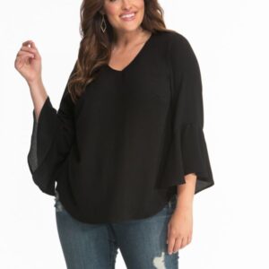 Kiyonna Womens Plus Size Ellie Crepe Blouse - Sale!