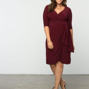 Kiyonna Womens Plus Size Harlow Faux Wrap Dress-Sale!