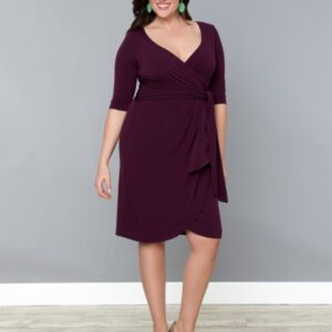 Kiyonna Womens Plus Size Harlow Faux Wrap Dress-Sale!