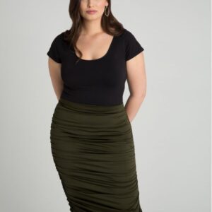 Kiyonna Womens Plus Size Helena Ruched Skirt-Sale!