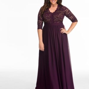 Kiyonna Womens Plus Size Jasmine Lace Evening Gown
