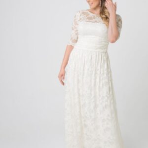 Kiyonna Womens Plus Size Lace Illusion Wedding Gown - Sample Sale