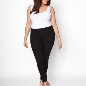 Kiyonna Womens Plus Size Leather Inset Leggings by Lysse-Sale!