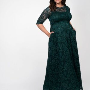 Kiyonna Womens Plus Size Leona Lace Gown