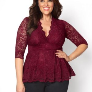 Kiyonna Womens Plus Size Linden Lace Top