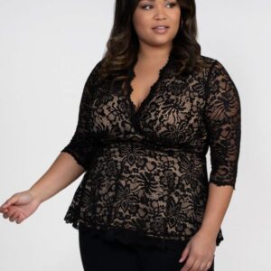 Kiyonna Womens Plus Size Linden Lace Top