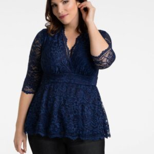 Kiyonna Womens Plus Size Linden Lace Top