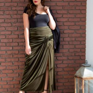 Kiyonna Womens Plus Size Velvet Opulence Maxi Skirt-Sale!