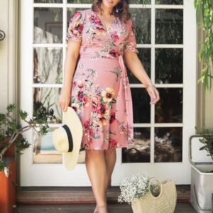 Kiyonna Womens Plus Size Tuscan Tie Wrap Dress