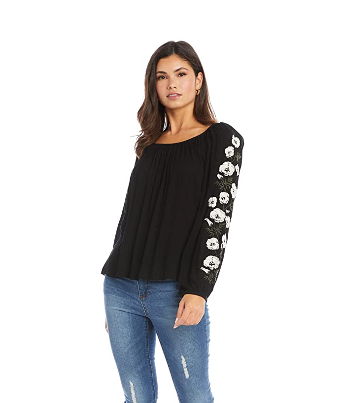 Karen Kane Embroidered Sleeve Top | Shop USA Made