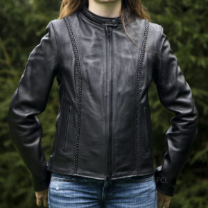Women's Braided Leather Jacket