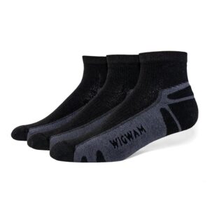 Wigwam Thunder Quarter 3-Pack Low Cut Socks Shoes Black : LG (US Men's Shoe 9-12 - Women's Shoe 10-13)