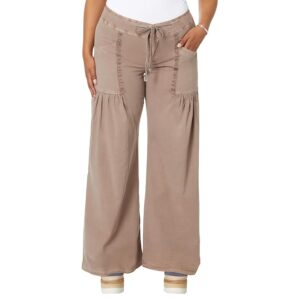 XCVI Willowy Wide Leg Stretch Poplin Pant Women's Casual Pants Mink : LG (Women's 12-14) 32
