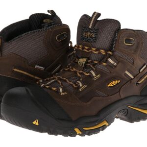KEEN Utility Braddock Mid Waterproof (Steel Toe) Men's Work Lace-up Boots Cascade Brown/Tawny Olive : 9 D - Medium