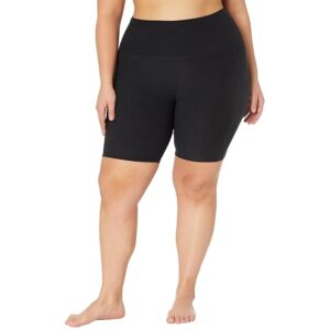 Beyond Yoga Plus Size Spacedye Team Pockets High-Waisted Biker Shorts Women's Shorts Darkest Night: 1X US Women's 18-20) One Size