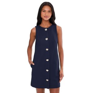 Trina Turk Button Front Sleeveless Dress Women's Dress Indigo: 6