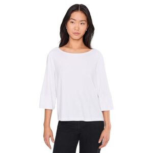 Michael Stars Rosalynn Wide Sleeve Boatneck Top Women's Clothing White: MD (US 6-8)