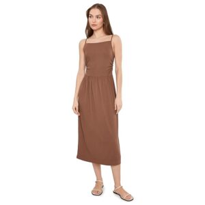 Michael Stars Matilda Square Neck Flare Midi Dress Women's Dress Bark: SM (US 4-6)