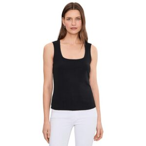 Michael Stars Perla Soft Square Neck Tank Women's Clothing Black: XL (US 10-12)