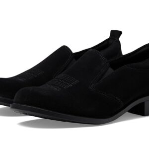 SAS Saddle Slip On Loafer Women's Flat Shoes Black Suede: 8 W - Wide (C)