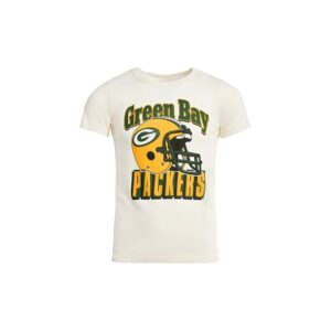 Junk Food Clothing Kids NFL Green Bay Packers Helmet Tee (Little Kid/Big Kid) Kid's T Shirt Vintage White: MD (8-9 Big Kid)