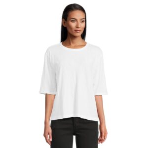 Michael Stars Reid Oversized Crew Women's Clothing White: One Size (US 0-12)