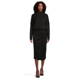 Michael Stars Lila Blouson Midi Dress Women's Dress Black: MD (US 6-8)