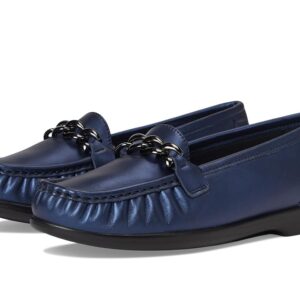 SAS Metro Link Comfort Loafers Women's Flat Shoes Metallic Navy/Black: 8 W - Wide (C)
