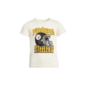Junk Food Clothing Kids NFL Pittsburgh Steelers Helmet Tee (Little Kid/Big Kid) Kid's T Shirt Vintage White: XL (12-14 Big Kid)