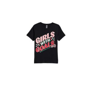 ChalkTalk SPORTS Girls Lacrosse Short Sleeve T-Shirt - Girls With Goals (Little Kid/Big Kid) Men's T Shirt Black: SM (Little Kid)