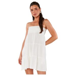 Show Me Your Mumu Ooo Mini Dress Women's Dress White Linen: LG