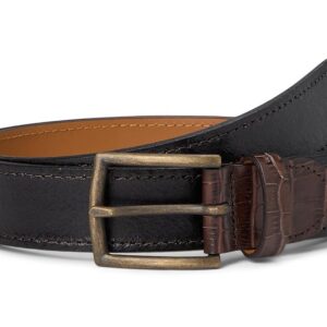 Johnston & Murphy Two-Tone Croc Embossed Leather Belt Belts Black: 38" Waist