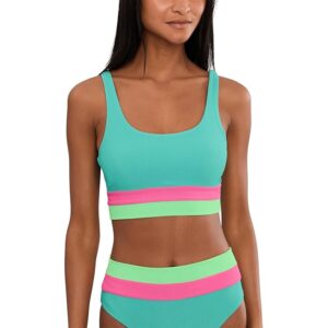 Beach Riot Mackenzie Top Women's Swimwear Strawberry Ice Colorblock: XS