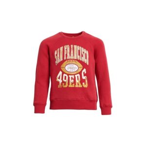 Junk Food Clothing Kids NFL San Francisco 49ers Hot Route Raglan Fleece (Little Kid/Big Kid) Kid's Sweatshirt Licorice: XL (12-14 Big Kid)