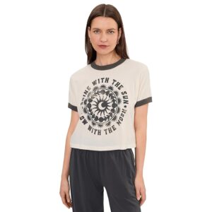 Spiritual Gangster Flow Melrose Ringer Tee Women's Clothing Vintage White: SM