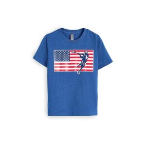 ChalkTalk SPORTS Guys Lacrosse Short Sleeve T-Shirt - Patriotic Lacrosse (Little Kid) Men's T Shirt Royal Blue: MD (Little Kid)