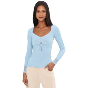 Free People Dynamic Duo Tee Women's Clothing Cashmere Blue: L-XL (US Women's 14-16)