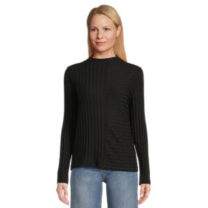 Michael Stars Asher Mock Neck Women's Clothing Black: XS (US 0-2)