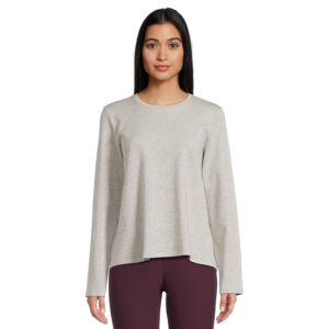 Eileen Fisher Striped Cozy Brushed Terry Crew Neck Top Women's Clothing Dark Pearl: LG