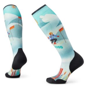 Smartwool Ski Targeted Cushion Snow Bunny Print Over the Calf Women's Crew Cut Socks Shoes Capri: LG (Women's Shoe 10-12.5)