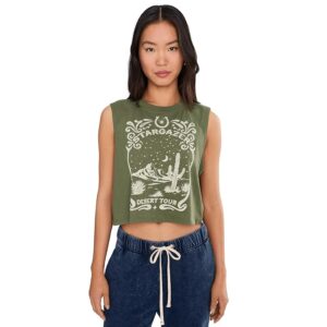 Spiritual Gangster Stargazer Spirit Crop Tank Women's Clothing Laurel Green: XS