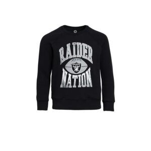 Junk Food Clothing Kids NFL Las Vegas Raiders Hot Route Raglan Fleece (Little Kid/Big Kid) Kid's Sweatshirt True Black: XS (4-5 Little Kid)