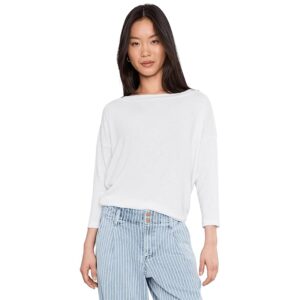 Michael Stars Clara 3/4 Sleeve On/Off Shoulder Women's Clothing White: SM (US 4-6)